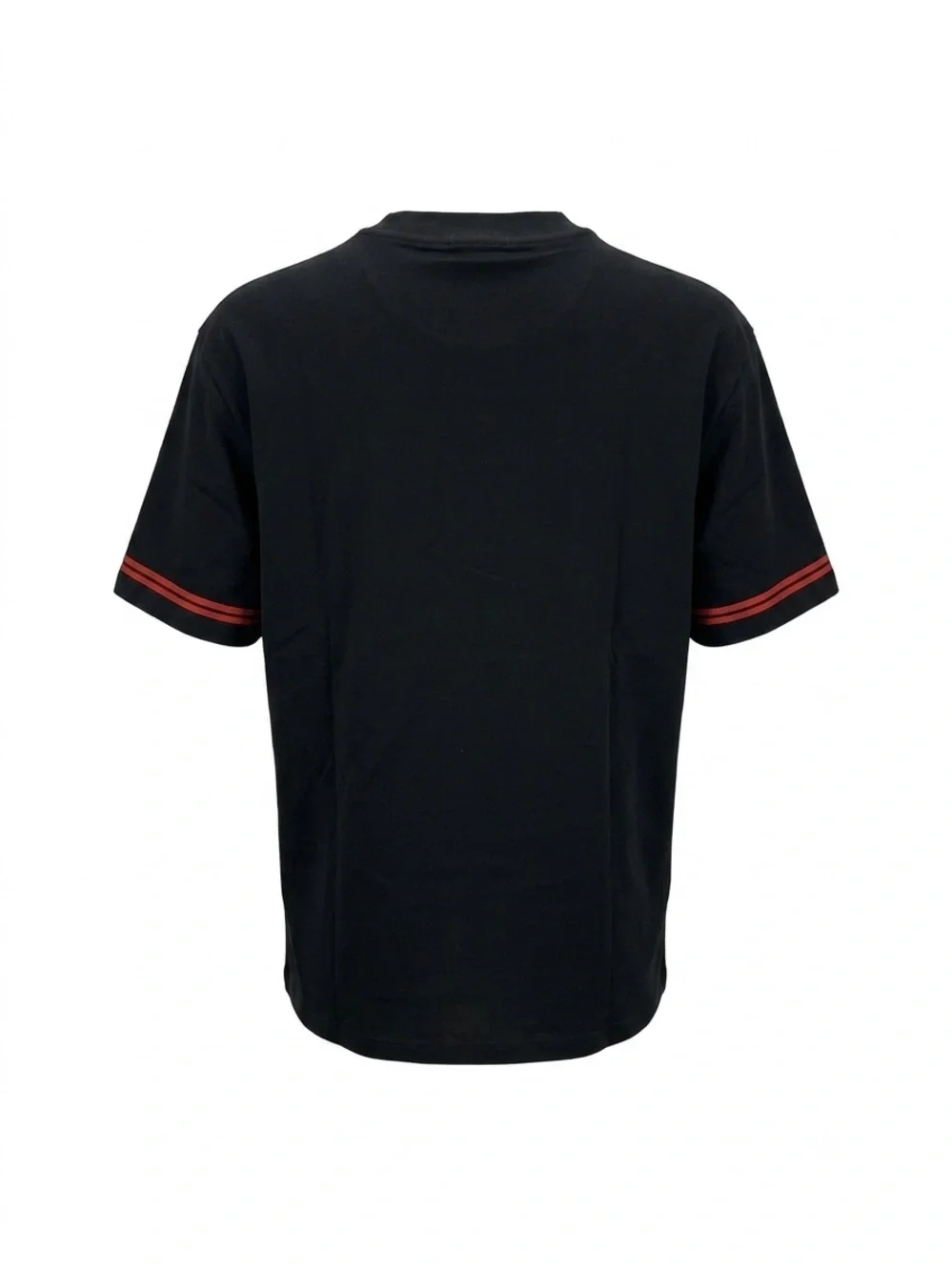 Gucci Black Short-Sleeve Tee with Red Velvet stripes
